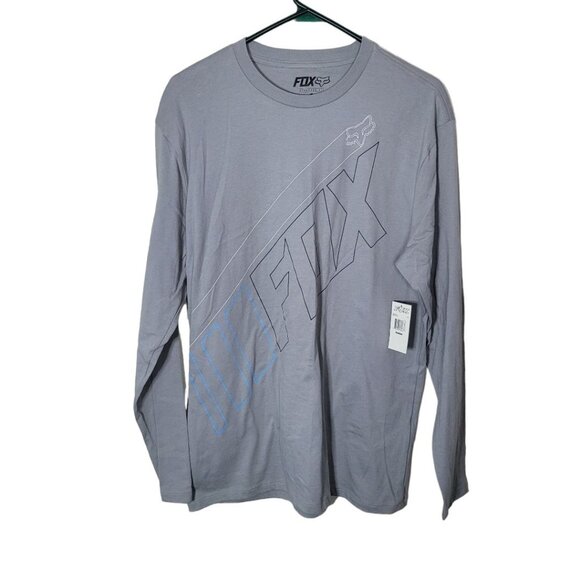 Fox Tee Shirt Gray Mens Medium Standard Fit Blue White Detail - Picture 9 of 10